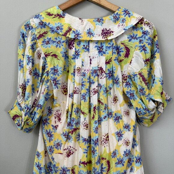 NWT Free People Sugar Crush Mini Dress Women's Medium Lemon Combo Floral Flowy - Picture 12 of 16